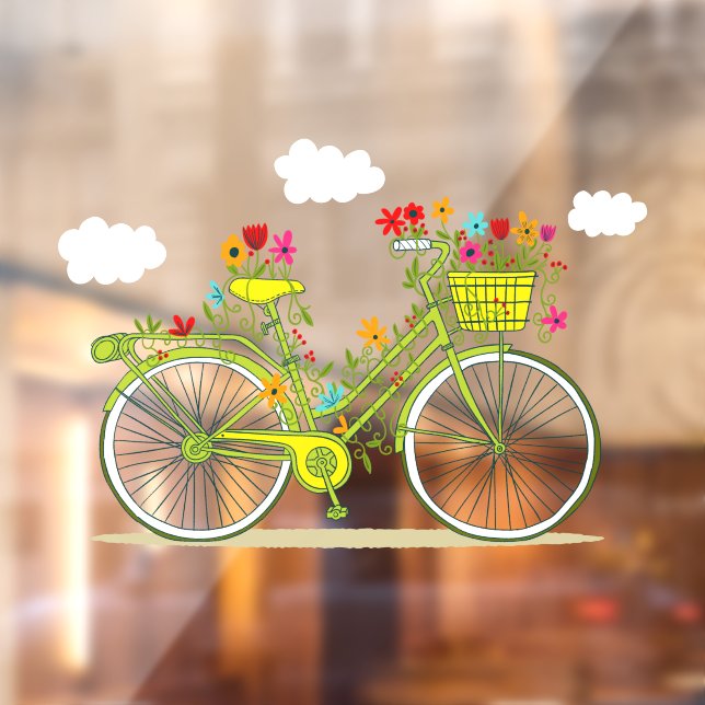 Whimsical Floral Bicycles Wolken im Sky Shop Fensteraufkleber (Blatt 2)