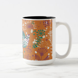 Whimsical Floral Birds Zweifarbige Tasse