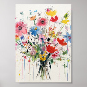 Whimsical floral, blumig poster