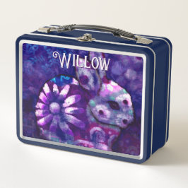 Whimsical Floral Bunny Rabbit Personalisiert Metall Brotdose