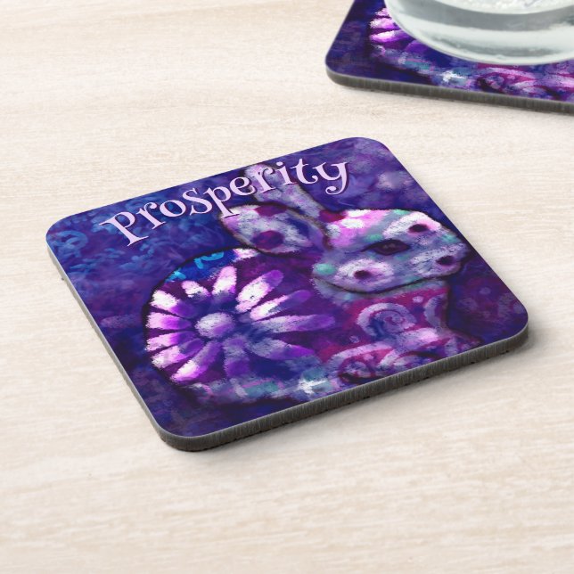 Whimsical Floral Bunny Rabbit Personalized Getränkeuntersetzer (Linke Seite)