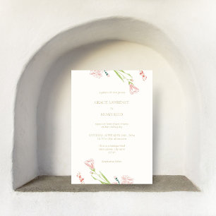 Whimsical Floral Coral Pink & Ivory Floral Einladung