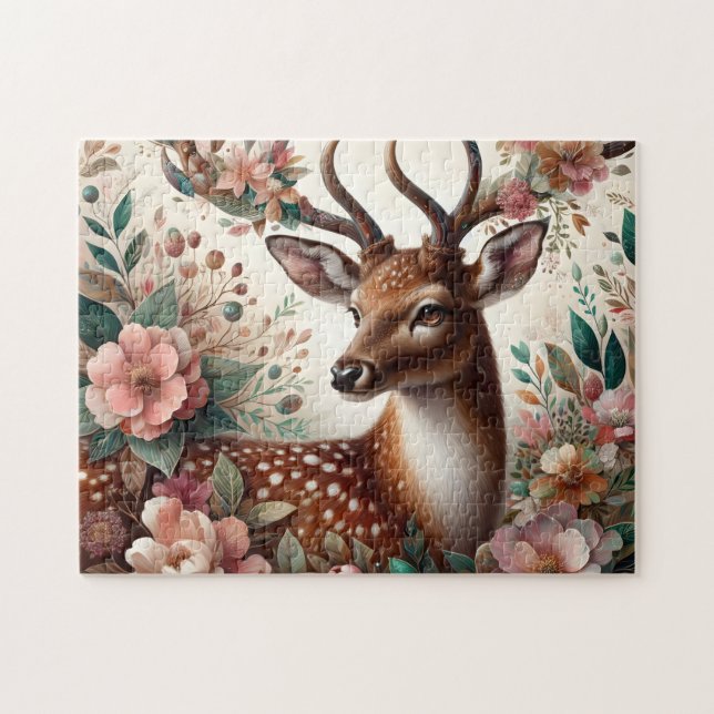 Whimsical Floral Deer Forest Puzzle (Horizontal)