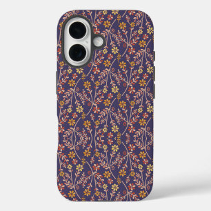 Whimsical Floral Design mit Reben auf violettem Hi iPhone 16 Hülle