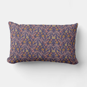 Whimsical Floral Design mit Reben auf violettem Hi Lendenkissen