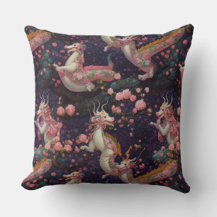 Whimsical Floral Dragons Kissen