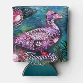 Whimsical Floral Duck Purple Teal Personalized Dosenkühler