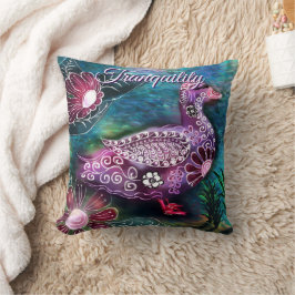 Whimsical Floral Duck Purple Teal Personalized Kissen