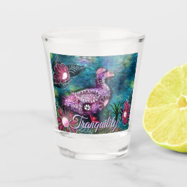 Whimsical Floral Duck Purple Teal Personalized Schnapsglas
