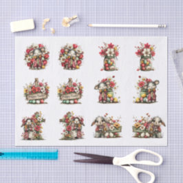 Whimsical Floral Easter for Shells  Decoupage Seidenpapier