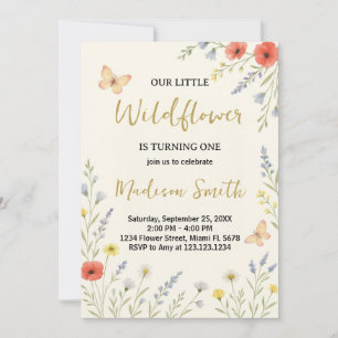 Whimsical Floral Erster Geburtstag Einladung