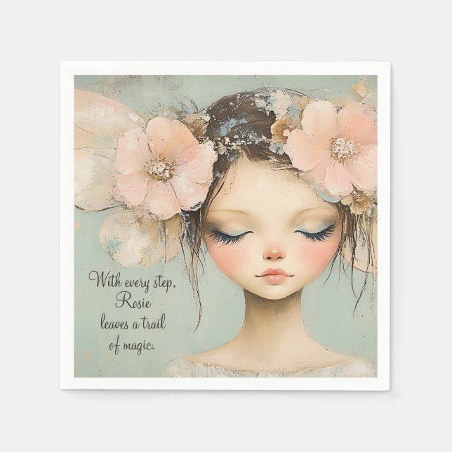 Whimsical Floral Fairy Butterfly Wings Custom Serviette (Vorderseite)