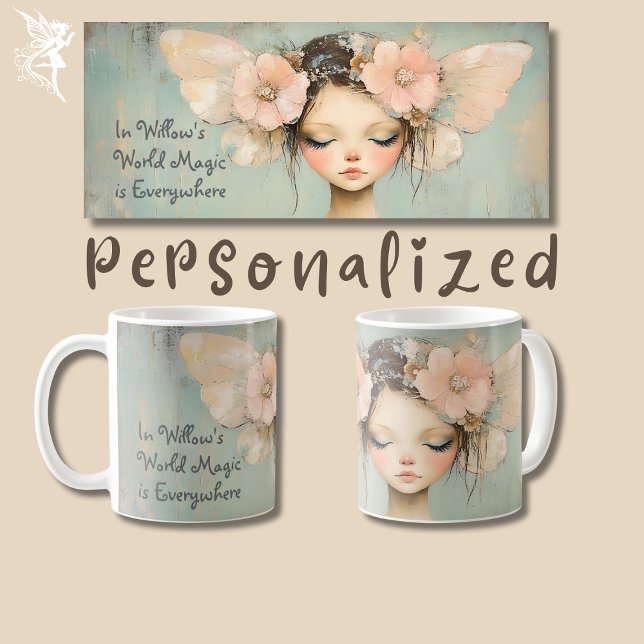 Whimsical Floral Fairy Butterfly Wings Individuell Kaffeetasse (Von Creator hochgeladen)