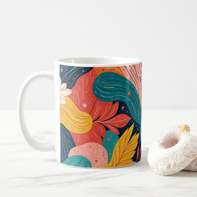 Whimsical Floral Flow Mug Kaffeetasse (Mit Donut)