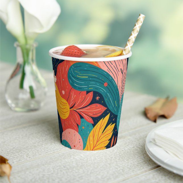 Whimsical Floral Flow Paper cup Pappbecher (In Situ)