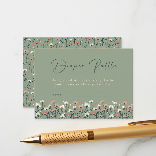 Whimsical Floral Garden Baby in Blütendusche Begleitkarte (Vorderseite/Rückseite Beispiel)