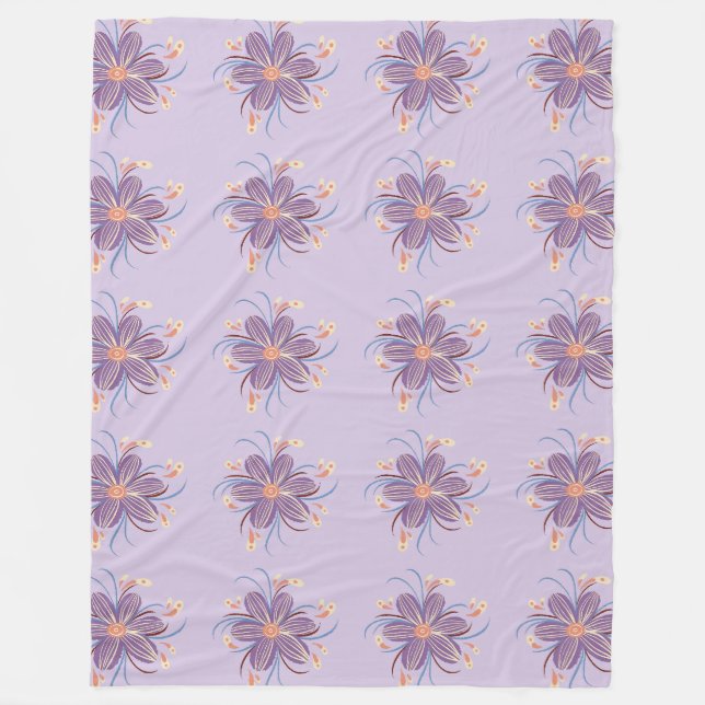 Whimsical Floral Grid Fleecedecke (Vorderseite)