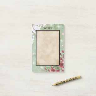 Whimsical Floral Grün und Vintage-Papier Post-it Klebezettel