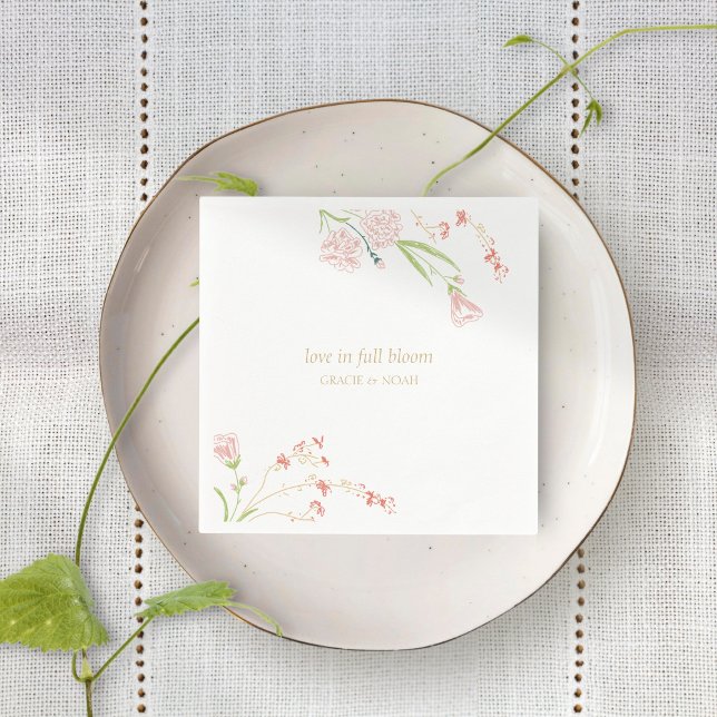 Whimsical Floral Liebe in voller Blüte Serviette (Von Creator hochgeladen)