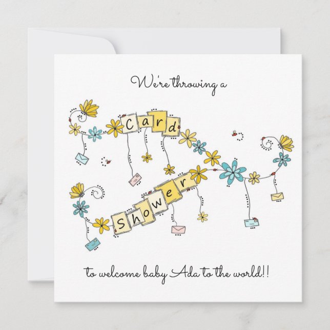 Whimsical Floral New Baby Card Dusche (Vorderseite)
