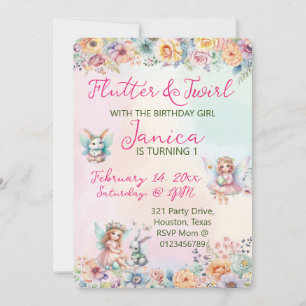 Whimsical Floral Oaster Fairy Geburtstag Einladung