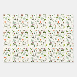 Whimsical Floral Pattern – Hand-Drawn Wildflower  Geschenkpapier Set