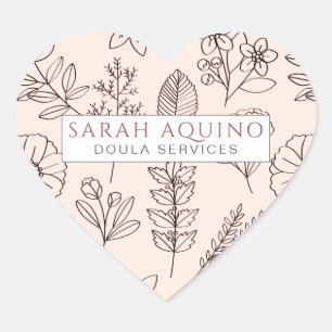 Whimsical Floral Pink Doula oder Midfrau Förderung Herz-Aufkleber