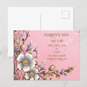 Whimsical Floral Pink Romance Einladung Hochzeit