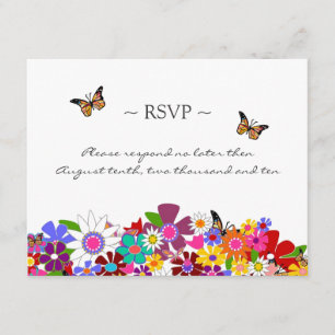 Whimsical Floral Reply Cards RSVP Karte