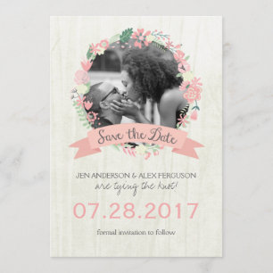 Whimsical Floral Save the Date Fotokarte