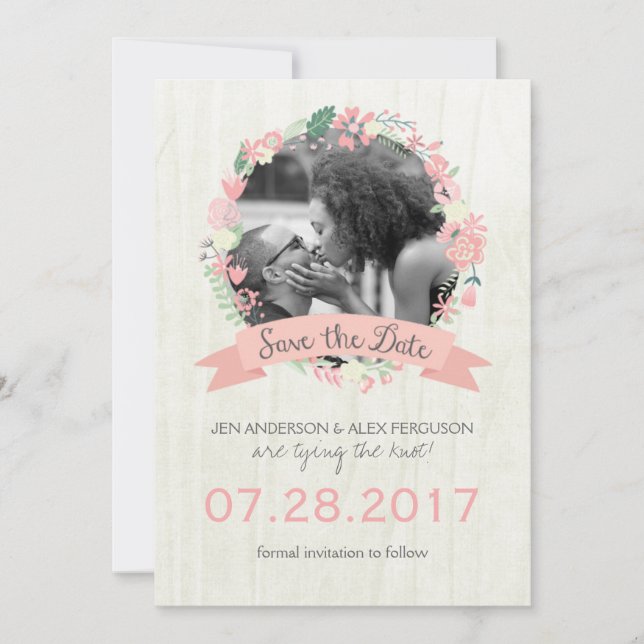 Whimsical Floral Save the Date Fotokarte (Vorderseite)