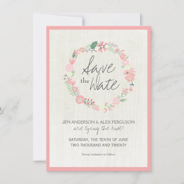 Whimsical Floral Save the Date Wedding Card (Vorderseite)