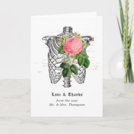 Whimsical Floral Skeleton Gothic Wedding Vielen Da Dankeskarte