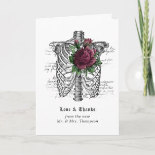 Whimsical Floral Skelett Gothic Wedding Dankeskarte