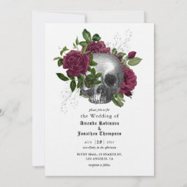 Whimsical Floral Skull Gothic Hochzeitseinladung Einladung