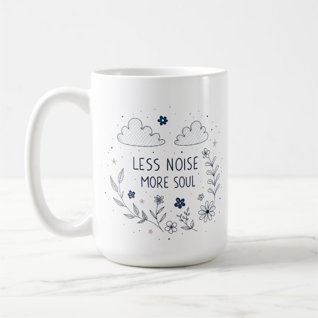 Whimsical Floral Soul Quote Line Art Kaffeetasse (Links)