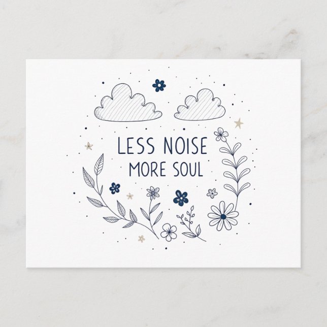 Whimsical Floral Soul Quote Line Art Postkarte (Vorderseite)