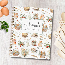 Whimsical Floral Strawberry Rezept Kochbuch Notizbuch