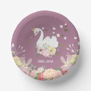 Whimsical Floral Swan Geburtstag Pappteller
