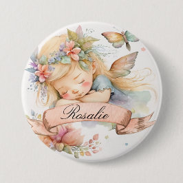 Whimsical Floral Sweet Dreams Schlafmädchen Button