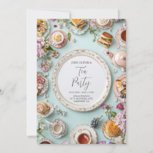 Whimsical Floral Tee Party Einladung