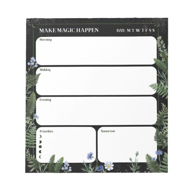 Whimsical Floral Terminkalender Notizblock (Vorderseite)