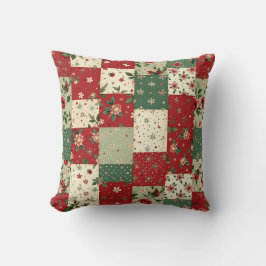 Whimsical Floral Vintage Christmas Quilt Pattern Kissen