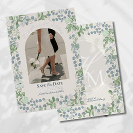 Whimsical Floral Watercolor Script Blue Arch Photo Folieneinladung