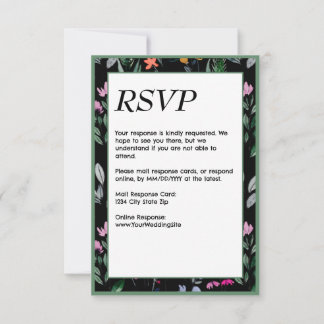 Whimsical Floral Watercolor Wedding RSVP Karte