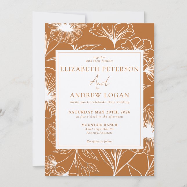 Whimsical Floral Wedding Einladung (Vorderseite)