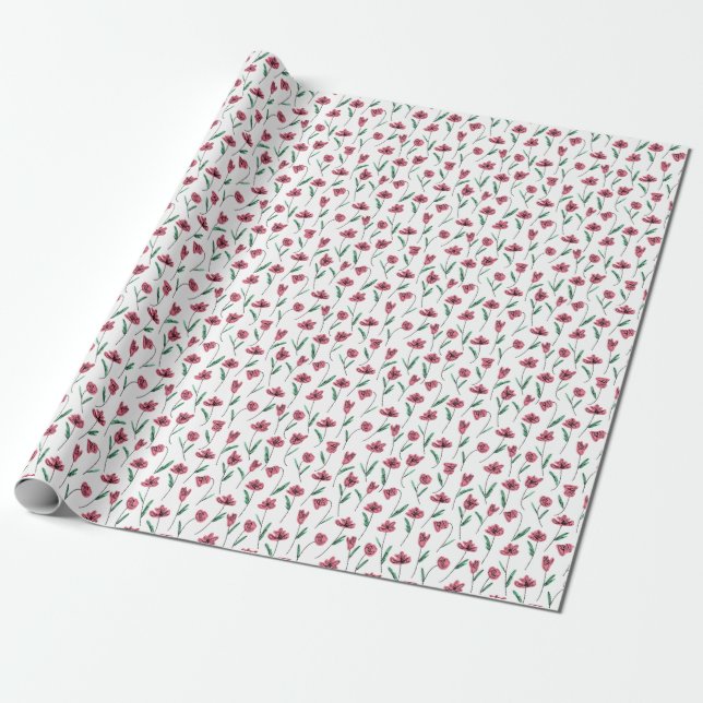 Whimsical Floral Wrapping Paper - Scribbly Blume Geschenkpapier (Ungerollt)