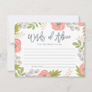 Whimsical Florals Brautparty Advice Card Hinweiskarte
