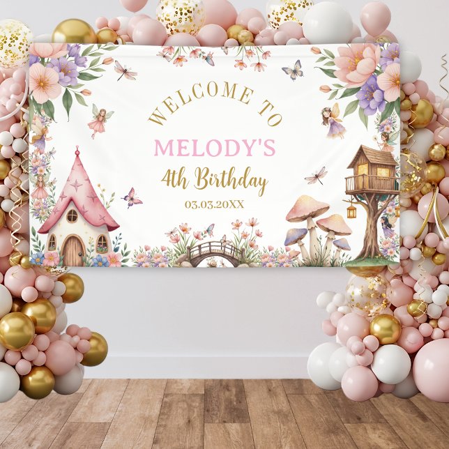 Whimsical Flower Fairy 4th birthday Banner (Von Creator hochgeladen)
