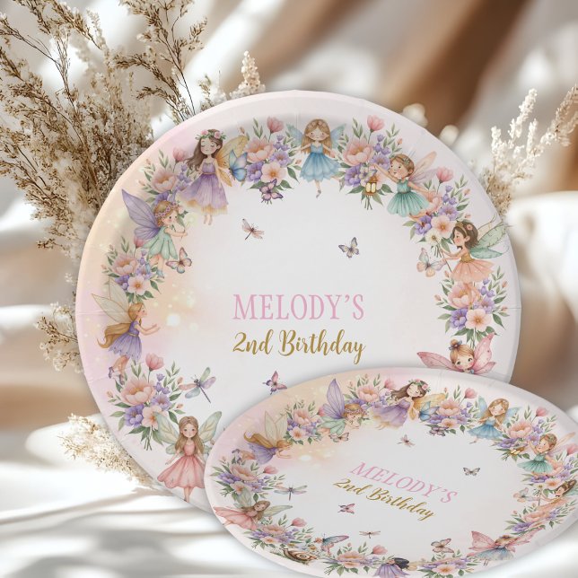 Whimsical flower fairy garden 2nd birthday  pappteller (Von Creator hochgeladen)
